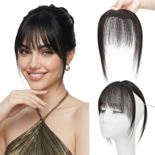 SEGO Pro Pony Haarteil Echthaar mit 2 Clips in Extensions 100% Remy Haar Topper Handgebundene Basis Haarverlängerungen Fringe Natürlich für Damen Naturschwarz #1B