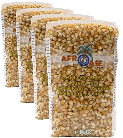 AFROASE Maïs à Popcorn – 1 x 1 kg (Lot de 4)