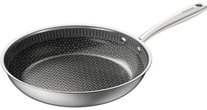 Redchef Non Stick, Hybrid Ceramic Frying Pan 26cm, Nonstick Skillet with Stay-Cool Handle, Non Toxic, PFAS PFOA & PTFE Free, Oven Safe, Compatible All Cooktops, 10 (Black)