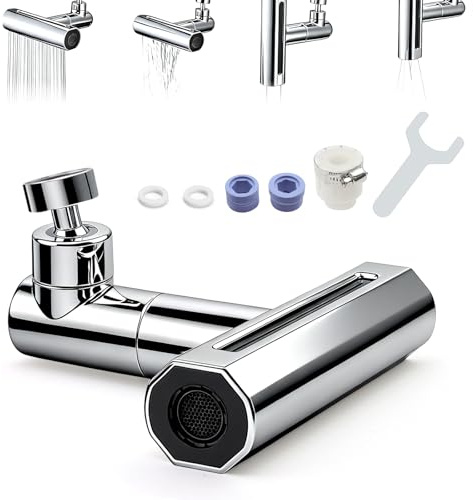 FINELYCR 4 en 1 Rallonge Robinet Cuisine, Prolongateur Robinet en Cascade, Aerateur Robinets Economie D'eau Rotatif Multifonctionnel avec Adaptateur, pour Cuisine et Salle de Bain