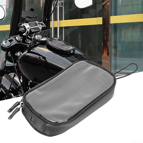 HomeVortex Borsa da serbatoio per moto con supporto per telefono touch screen trasparente da 7, borsa magnetica in pelle PU con 7 forti magneti, grande tasca portaoggetti e cinghia da polso