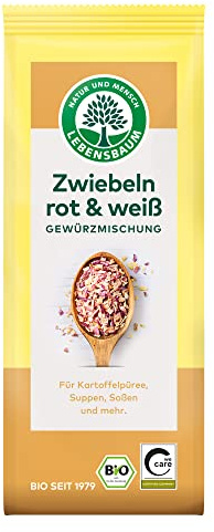 Lebensbaum Zwiebeln Rot & Weiß, Bio-Gewürzmischung, köstliche Röstaromen für herzhafte Gerichte und aromatische Dips, geschnitten, 55 g