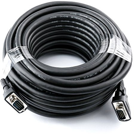 DTech 75ft VGA Cable Male to Male with Ferrites Screws 1080p High Resolution for Computer Monitor Projector