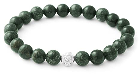BERGERLIN Serpentin Armband – Perlenarmband aus echtem Naturstein und 925 Sterling Silberperle
