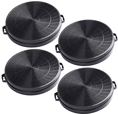 AquaHouse CHF02 Lot de 4 filtres à charbon pour hotte aspirante à recirculation Compatible avec toutes les marques de hottes utilisant un filtre de hotte de 210 mm de diamètre