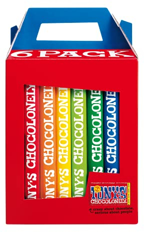 Tony's Chocolonely - Schokoladen-Tafel-Rainbow-Pack - 6 x 180g - Großpackung - 6 Verschiedene Sorten - Vegetarisch - Geschenke - Belgian Fairtrade Chocolate