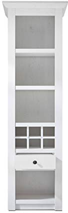 GuenstigEinrichten Regalschrank Landhausstil Hooge in Pinie weiß Landhaus Vitrine mit Weinregal 58 x 207 cm