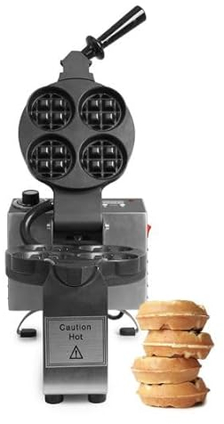 Sephra Professional Rotary Wafflet Maker Iron – Commercial Machine with Adjustable Timer and Thermostat - Removable Mini Round Belgian Waffle Aluminium Plates with Non Stick Coating