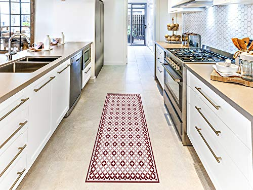 Oedim Granatrot-Mosaik-Teppich, Fliesen für Zimmer, PVC, 60 x 80 cm, PVC-Teppich, Vinyl-Boden, Heimdekoration, Schutzboden