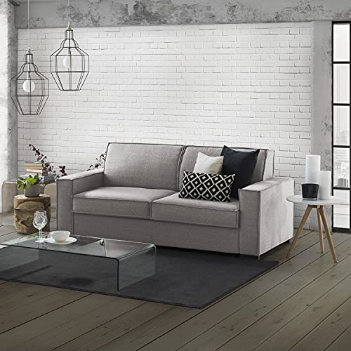 Talamo Italia - 3-Sitzer Schlafsofa Adalgisa, Wohnzimmersofa mit drehbarer Öffnung, gepolsterter Stoff, Standardarmlehnen, 100 % Made in Italy, 220 x 95 x 90 cm, Grau