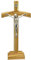 Stehkreuz Standkreuz Altarkreuz Olivenholz naturfarben Querbalken gebogen Metall Korpus Christus Körper 19 x 9,5 cm Kruzifix mit Fuß Trauerkreuz