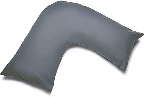 CnA Stores Orthopaedic V-Shaped Pillow Extra Cushioning Support For Head, Neck & Back (Charcoal, V-pillow With Cover)