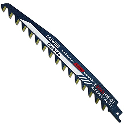 LAIWOO Lames de Scie Sabre pour Bois et Métal Pierre, Accessoires de Scie Sabre pour Béton Cellulaire, Brique, Béton, Plaque de Ciment (255mm (S0243HM))