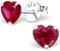 EYS JEWELRY Ohrstecker Damen Herz 925 Sterling Silber Rubin rot Damen-Ohrringe