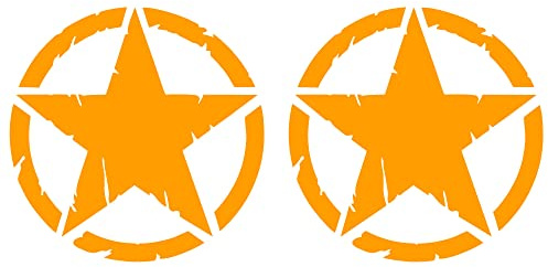 Destroyed Military Star Aufkleber US Army – Shapes Kit Pack – 2 Stück – 4x4 Offroad Auto Motorrad – verschiedene Größen 5 10 15 20 25 30 cm – Made in Italy (15 cm, Orange)