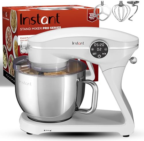 Instant Pot Instant Pot Mélangeur électrique à 10 vitesses avec interface numérique, bol en acier inoxydable de 10 litres, passe au lave-vaisselle, crochet de pâte et palette de mélange, perle