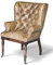 Casa Padrino Chesterfield Echtleder Sessel Vintage Leder mit Rollen Luxus Wohnzimmer Ohrensessel Möbel Büffelleder Sessel, Lederfarbe:Vintage Cognac