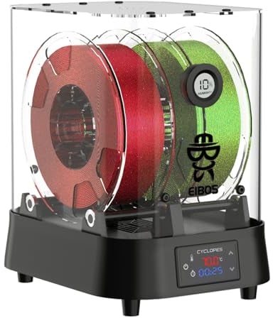 EIBOS Cyclopes 3D Printer Filament Dry Box, Filament Dryer with Built-in Fan, Adjustable Timer & Temperature Humidity Control, Compatible with 1.75mm 2.85mm 3.00mm PLA Nylon TPU PETG, Storage Box