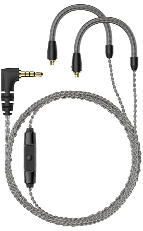 Sennheiser auriculares accesorio original - Cable trenzado no balanceado de 1,2 metros con conector de 3,5 mm, micrófono integrado y control de llamadas para auriculares audiófilos de la serie IE