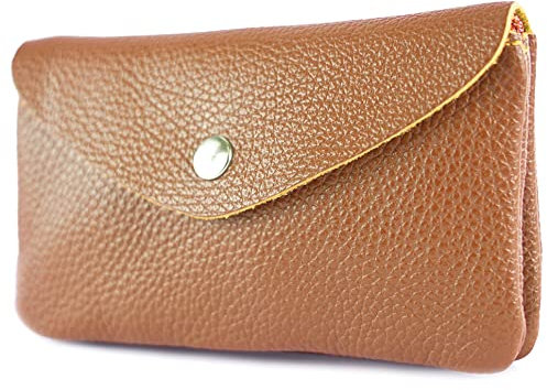 modamoda de P11 Damen Leder Geldbörse Portemonnaie Medium Handmade in Italy, Farbe:Cognac