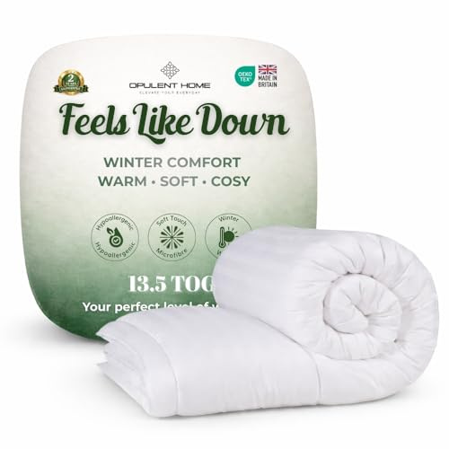 Opulent Home 13.5 Tog Super King Duvet 260x220cm – Warm Winter Thick Quilt, Luxury Soft Touch, Hypoallergenic Anti-Allergy Hollowfibre, Hotel Quality, Feels Like Down - Machine Washable and Made in UK