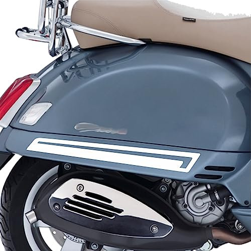 Kit 2 adesivi fasce bande decal compatibili con PIAGGIO VESPA GTV 300 GTS 300 GTV250 GTV125 scegli colore Cod.1997 (010 Bianco)