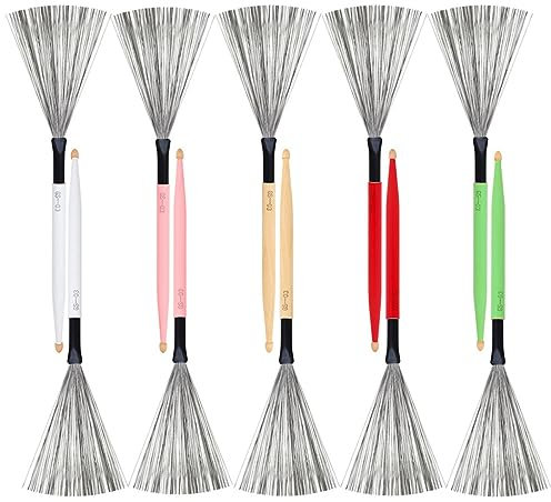 Didiseaon 5pares Baquetas y Escobillas De Tambor De Doble Punta Accesorios Para Instrumentos De Percusión Para Tambor Especial De Jazz