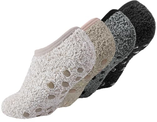 angelikashalala 4 Paar Stoppersocken Kuschelsocken Rutschfeste Socken 37-41 | Flauschige Socken,Hüttensocken,Haussocken,Wärmesocken,Antiruschsocken mit Noppen,Wintersocken für Frauen und Mädchen