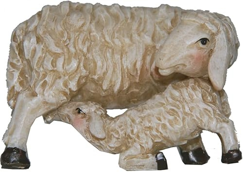 FADEDA Mutterschaf mit Lamm/Höhe:2 cm/handbemalt/detailgetreue Krippen Figuren - Weihnachten Tisch Dekoration Krippe Zubehör