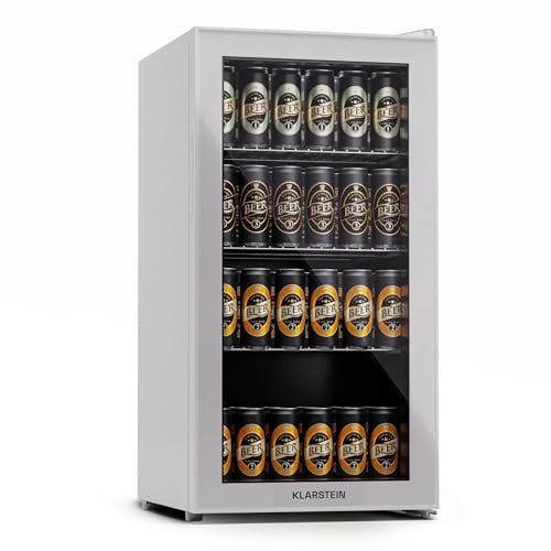 KLARSTEIN Mini Frigo de Chambre de 74L, Refrigerateur à Bière, Petit Frigo Top à Vin Portable et Silencieux, Mini Bar Intérieur/Extérieur, Affichage LCD, 5-18°C, Minibar avec Étagères Amovibles