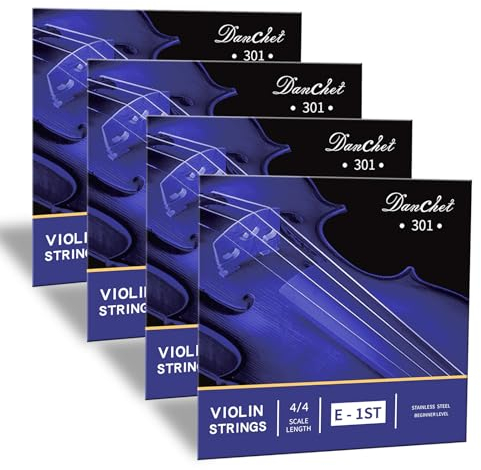 Danchet Violine Saiten 4/4 E1. 4Stk Anfänger Stufe, Kugelende, Edelstahl 301