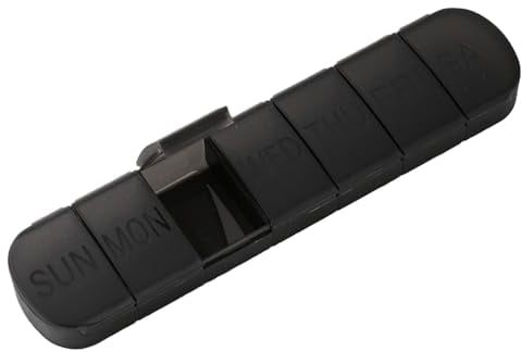 Tablettenbox 7 Tage, Pillendose für 7 Tage, Tablettendose, Pillenbox mit getrennten Fächern, handliche Medikamentenbox. (Schwarz)