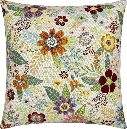 Erwin Müller Kissenhülle Blumen Jacquard Natur-bunt Größe 50x50 cm