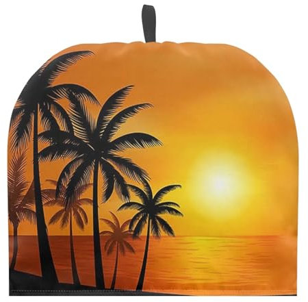 TOADDMOS Palm Tree Sunset Teapot Dust Cover Insulated and Keep Warm Kettle Cover Durable Polyester Fabric Tea Cosy for Teapots