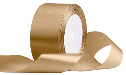 Champagner Gold Satinband 40mm x 22 Meters Stoffbänder für Geschenkverpackungen, Blumensträuße, Kunsthandwerk und Hochzeitsdekoration