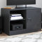 Rantry Meuble TV noir 67 x 39 x 44 cm en acier, meuble TV salon, meuble bas pour TV de salon industriel, support TV jj