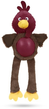 Petface Roxie Plush Turkey Christmas Dog Toy with Squeaker (Pack of 1) | Durable Rubber Tum Design, Soft Plush, for Fetch & Chew Play