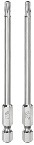 QUARKZMAN 2Pcs Embout de Sécurité Torx T20 1/4 Hexagonal 4 Long | Embout en Acier S2 Magnétique Résistant aux Manipulations avec Tête en Étoile Percée pour Embouts de Tournevis Perceuse