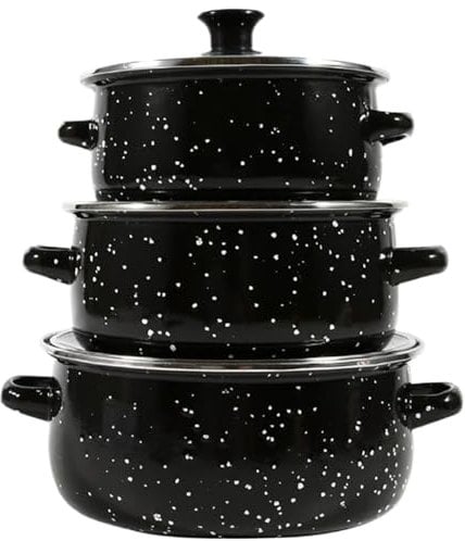 Stackable Cast Iron Cookware Set,3Pcs/Set Dutch Oven Pot with Lid, 3 Stackable Enameled Cast Iron Pan Set with Stainless Steel for Bread Baking, Cooking Soup