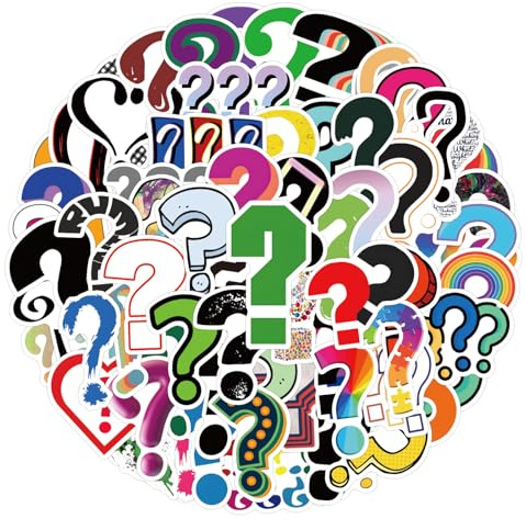100 Stück Question Mark Aufkleber Pack Fragezeichen Sticker Set wasserdichte Vinyl Sticker für Laptop Kinder Autos Motorrad Fahrrad Skateboard Gepäck Koffer Computer Aufkleber Graffiti Decal