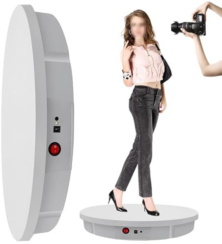 YXYLJOZ Photography Rotating Display Stand,360 Degree Electric Rotating Turntable, for Display Jewelry, Watch, Video Shooting Props (White)