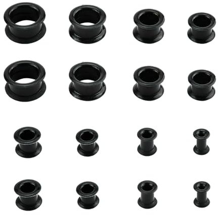 Clydewy 16pcs Silicone Flesh Tunnels Ear Black Edges Stretcher Ear Tunnel Gauge Plugs Body Earring Lobe Piercing Jewellery Expanders for Men And Women Stretching Kit 6/8/10/12/14/16/18/20mm