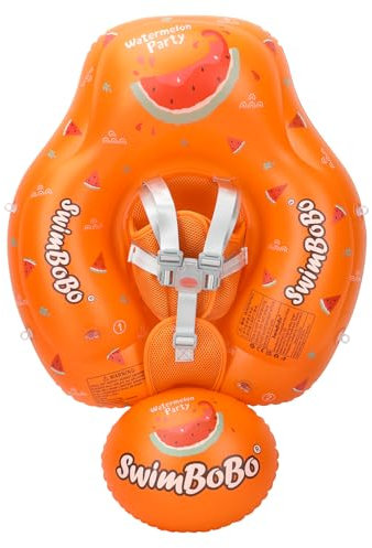 Swimbobo Flotador de natación para bebé con soporte inferior seguro y boya para nadar más seguras, tamaño mejorado, flotadores de piscina para bebés, juguetes de piscina (naranja)