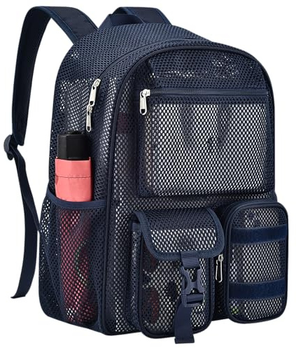 Slumou Netz-Rucksack für die Schule, 36 l, groß, robuste Netz-Rucksäcke, Marineblau, 34L, Netz-Rucksack