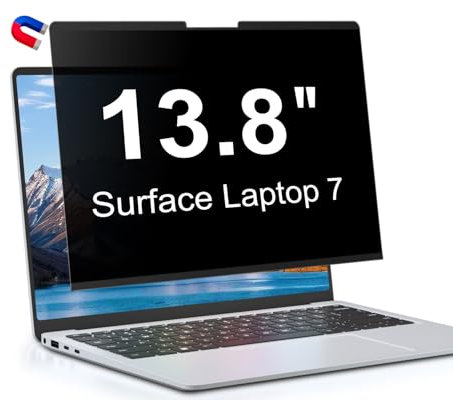 Laptop Privacy Screen 14 Inch for Hp/Dell/Acer/Lenovo/ThinkPad/Asus/Sony, Removable 16:9 Aspect Shield, Anti Blue Light Glare Filter (Surface Laptop 7 13.8 Inch)