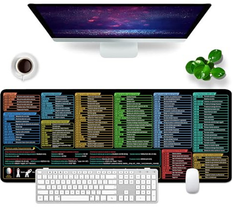 Excel Shortcuts Tappetino per mouse Nero Sottomano XL Grande Gaming Mouse Pad Memo Scrivania Mat Tastiera Mouse Mouse Mat (Italiano)