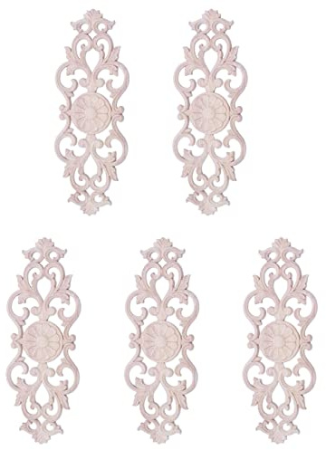 Sxmrmnx 5X Rubber Wood Carved Applique Retro Furniture Crafts Decor New(40 x 15cm)