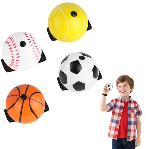 EliphonTowne 4 Stück Ball Mit Schnur - 60mm Bälle, Handgelenk Return Ball Mit Schnur Kinder, Erwachsene, Springball, Tennisbälle Softball Fußball Tennis Tennisball Softbälle Bounce 25-0626-04