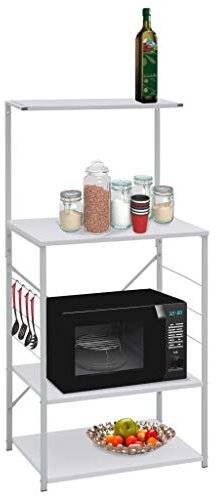 AJJHUUKI Meuble micro-ondes en bois blanc 60 x 39,6 x 123 cm