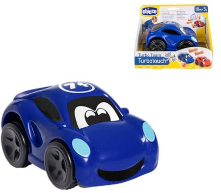 Chicco Turbo Touch Rennwagen, Spielzeugauto für Kinder, mit realistischen Geräuschen, Vibrations-Effekt, bis zu 8 Meter Reichweite, Sportwagen, Farbe Blau, Spielautos für Kinder, ab 2 Jahren+